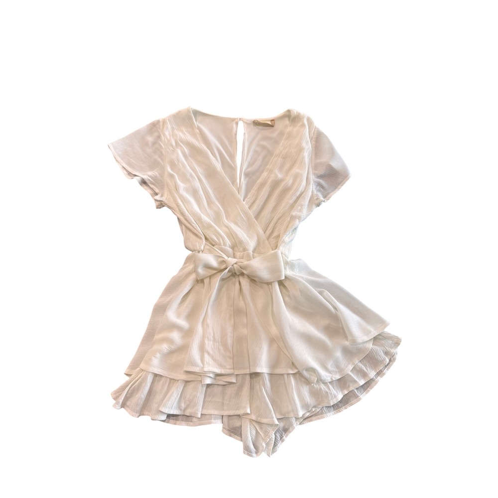 Altard State White Ruffled Tiered Romper Size S‎ Summer Beach Boho Casual Cute